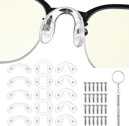 15 Pcs Eyeglasses Nose Pads, Saddle Bridge Nose Pads Soft Silicone Screw-in Eyeglass Nose-Piece for Eye Glasses Sunglass Eyewear Repair in Saudi Arabia