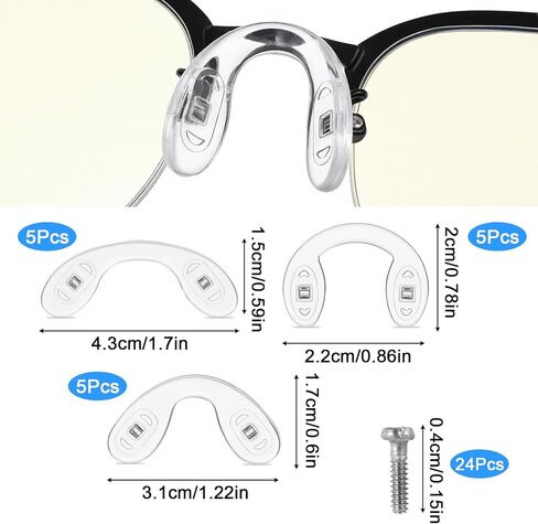 15 Pcs Eyeglasses Nose Pads, Saddle Bridge Nose Pads Soft Silicone Screw-in Eyeglass Nose-Piece for Eye Glasses Sunglass Eyewear Repair in Saudi Arabia