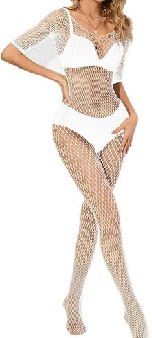 Women's Fishing net Bodysuit, Sexy Mesh Jumpsuit, High Elasticity Rave Outfits One Size in Kuwait