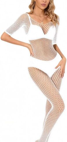 Women's Fishing net Bodysuit, Sexy Mesh Jumpsuit, High Elasticity Rave Outfits One Size in Kuwait