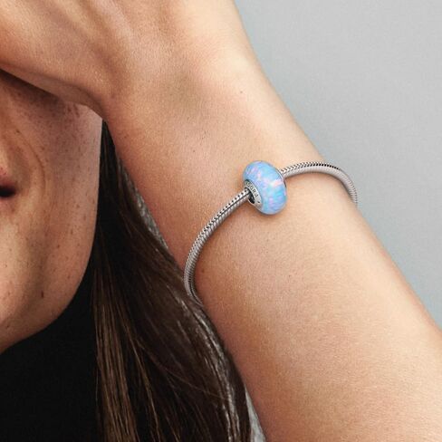 PANDORA Opalescent Ocean Blue Charm سوار Charm Moments أساور - مجوهرات نسائية مذهلة - هدية للنساء - مصنوعة من الفضة الاسترليني وأوبال من صنع الإنسان، بدون صندوق هدايا in Kuwait