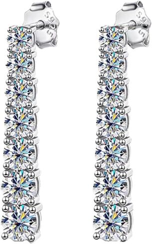 7 Stones Full Moissanite Earrings Dangle Diamond Earrings for Women Moissanite Earrings Dangle Women's Drop&Dangle Earrings Sterling Silver Wedding Earrings for Brides WIth GRA in Saudi Arabia