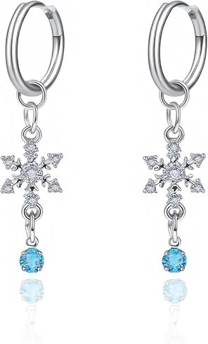 Christmas Snowflake Earring for Women Dainty Snowflake Pearl Drop Dangle Earrings Sparkly White Zirconia Snowflakes Stud Earrings Christmas costume Jewelry Gifts in Saudi Arabia
