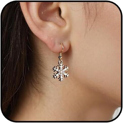 Christmas Snowflake Earring for Women Dainty Snowflake Pearl Drop Dangle Earrings Sparkly White Zirconia Snowflakes Stud Earrings Christmas costume Jewelry Gifts in Saudi Arabia