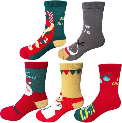 Christmas Socks for Boys Girls 5 Pairs Xmas Sock for Unisex Toddler Baby Holiday Carnival Sock Kids Santa Socks in Saudi Arabia