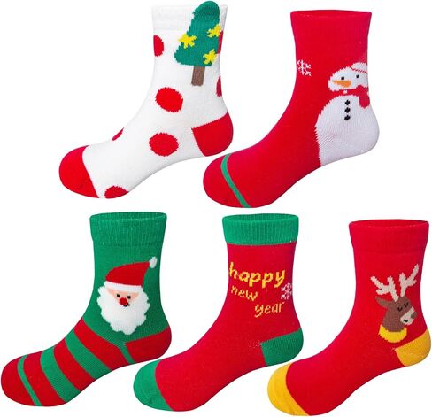 Christmas Socks for Boys Girls 5 Pairs Xmas Sock for Unisex Toddler Baby Holiday Carnival Sock Kids Santa Socks in Saudi Arabia