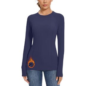 WOWENY Thermal Shirts for Women Base Layer Soft Fleece Lined Long Sleeve Top Thermal Underwear Winter Cold Weather in Saudi Arabia