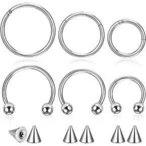 6 Pcs Nose Septum Rings 16G Horseshoe Lip Earring Ring Hoops Nose Piercing Jewelry 8mm 10mm 12mm Eyebrow Hoop Rings Piercing Jewelry in Kuwait