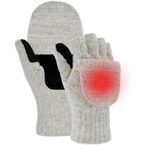 Flip Winter Gloves, Wool Fingerless Gloves for Women Men Cold Weather, Mittens with Reflective & Magnetic Closure Christmas DK GRY S/M in Saudi Arabia