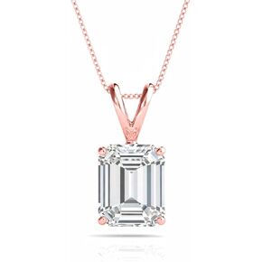 Aone Jewelry 3 قيراط من قطع الزمرد مويسانيتي سوليتير قلادة للنساء | وضوح EF-VS1 | ذهب عيار 14 قيراطًا من الفضة الإسترلينية عيار 925 مع سلسلة كابل من الذهب الوردي والأبيض والأصفر in Saudi Arabia