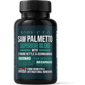 Saw Palmetto للرجال - صحة البروستاتا ودعم المسالك البولية - نبات القراص اللاذع والأشواغاندا والليكوبين - يدعم تدفق المثانة الصحي ووظيفة البروستاتا - 60 كبسولة in Kuwait