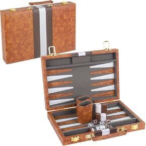 Backgammon Set, 15 Inch Portable Board Game with PU Leather Case for Adults, Brown Backgammon Travel Set in Saudi Arabia