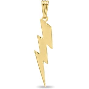 قلادة صاعقة البرق، 1/20 ذهب أصفر عيار 14 قيراط، طول 1.5 بوصة، حلية صاعقة صلبة للرجال والنساء، مصنوعة في الولايات المتحدة الأمريكية in Kuwait