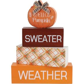 Fall Thanksgiving Home Wooden Tray Decor Signs, Book Stack and 3D Round Signs with Fake Plants, Fall Thanksgiving Wooden Rustic Decor for Restroom Shelf Guest in Kuwait