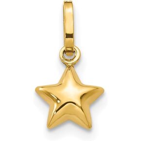 14K Yellow Gold Puffed Star Pendant (L- 0.51 Inch, W- 0.23 Inch) in Saudi Arabia