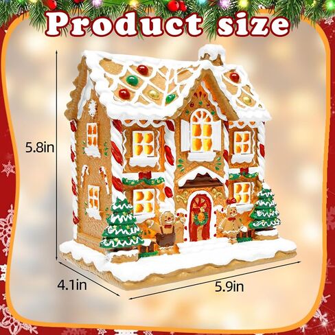 Bbiamsleep Gingerbread House Christmas Decorations Hand-Painted Resin Gingerbread House Village Figurine for Christmas Holiday Home Decor in Saudi Arabia