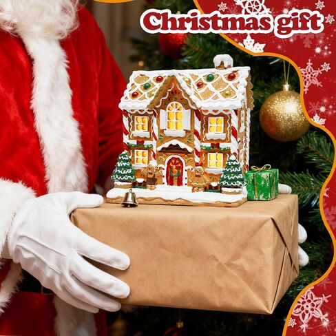 Bbiamsleep Gingerbread House Christmas Decorations Hand-Painted Resin Gingerbread House Village Figurine for Christmas Holiday Home Decor in Saudi Arabia