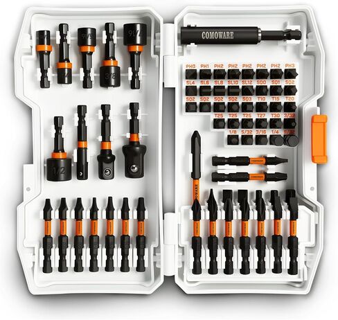 COMOWARE Drill Bits Set，195Pcs Drill Bits with 205Pcs Wall Plugs, Titanium Twist Dill Bits Brad Point Impact Driver Drill Bits Screwdriver Bits Set with Tough Case for Metal Concrete Masonry Wood in Kuwait