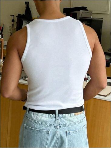 GORGLITTER Men's Ribbed Tank Tops Scoop Neck Workout Gym Muscle Shirts Sleeveless Undershirts in Saudi Arabia