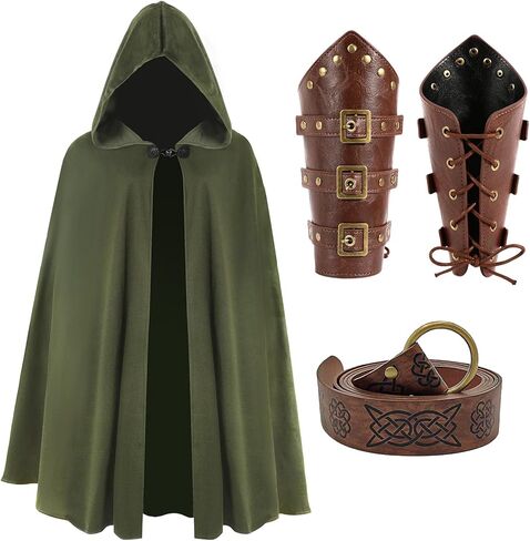 Medieval Cloak with Hood Men Women Renaissance Cloak Hooded Cape Halloween Sorcerer Costume Accessories in Saudi Arabia