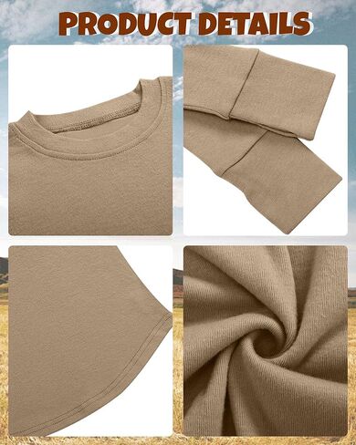 4 Pack Girls' Cotton Shirts with Thumb Holes Long Sleeve Basic Crew Neck Tops Casual Lightweight Tees 5-14Y in Saudi Arabia