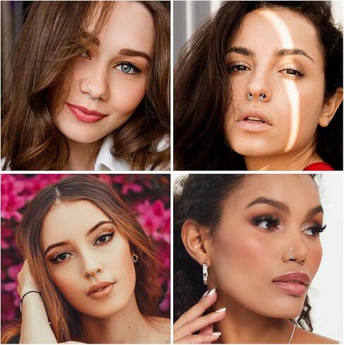 6 Pcs Nose Septum Rings 16G Horseshoe Lip Earring Ring Hoops Nose Piercing Jewelry 8mm 10mm 12mm Eyebrow Hoop Rings Piercing Jewelry in Kuwait