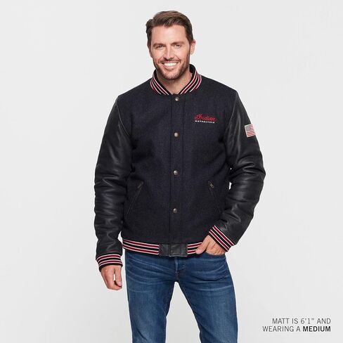Indian Motorcycle Men's Varsity 2 Jacket, Gray - 2833181 in Saudi Arabia