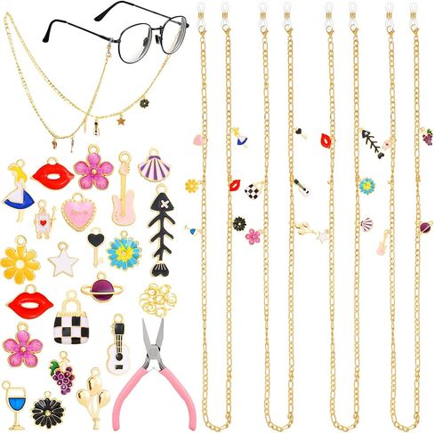 Tondiamo 45 Pcs Eyeglass Chains String with Charms for Women DIY Gold Link Around Neck Chain Eyewear Retainer Accessory in Saudi Arabia