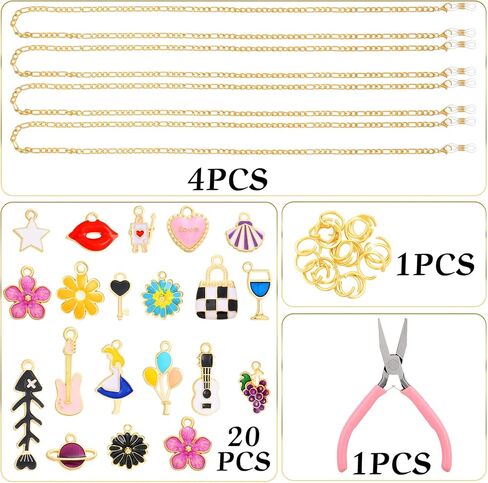 Tondiamo 45 Pcs Eyeglass Chains String with Charms for Women DIY Gold Link Around Neck Chain Eyewear Retainer Accessory in Saudi Arabia