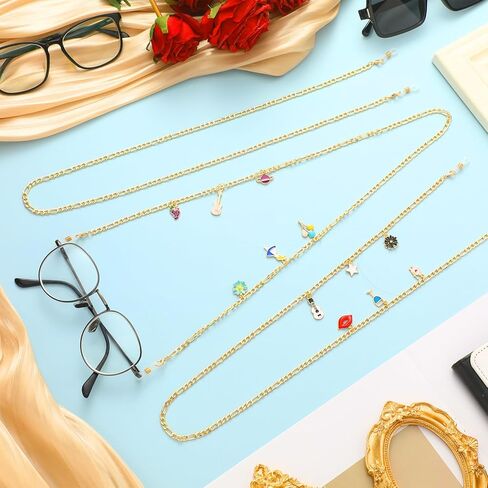 Tondiamo 45 Pcs Eyeglass Chains String with Charms for Women DIY Gold Link Around Neck Chain Eyewear Retainer Accessory in Saudi Arabia