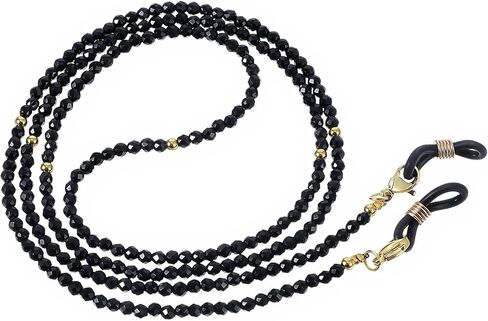 Crystal Beaded Eyeglasses Chain for Women and Men, Beaded Eye Glasses Strap Holders, Beadeds Glasses Chain, Eyeglasses Holders Around Neck, Stylish Sunglass Holder Strap (Black，30 Inches) in Saudi Arabia