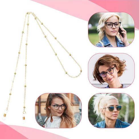 5 قطع من سلاسل النظارات للنساء، سلسلة زجاجية للعين باللونين الذهبي والفضي، سلسلة أنيقة خفيفة الوزن للنظارات حول الرقبة للنساء والنظارات الشمسية in Saudi Arabia