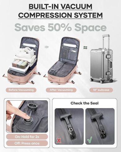 wepadre Vacuum Backpack Travel with Pump Airbag Travel Backpack with Vacuum System Vacpack Compression Backpacks Mochila de Viaje Compresion al Vacio Pink in Saudi Arabia