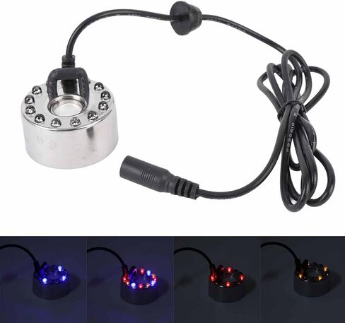 صانع الضباب مبيد سبائك الزنك 12 LED اللون تغيير الضباب البخاخة المرطب لنافورة المياه بركة الجنينة زهرية حمام الطيور (قابس الولايات المتحدة) in Kuwait