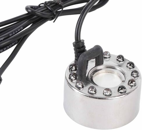 صانع الضباب مبيد سبائك الزنك 12 LED اللون تغيير الضباب البخاخة المرطب لنافورة المياه بركة الجنينة زهرية حمام الطيور (قابس الولايات المتحدة) in Kuwait
