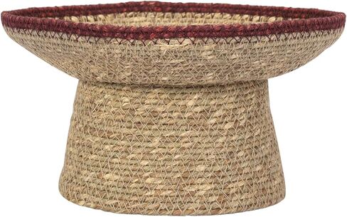 وعاء لاجينا المزخرف - وعاء مزخرف مصنوع يدويًا من عشب القمر - وعاء مفاتيح من الألياف الطبيعية، سلة فواكه، تخزين للمدخل، المطبخ وديكور المنزل البوهيمي - زخرفة كستنائية 7 بوصة in Kuwait