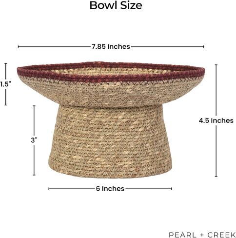 وعاء لاجينا المزخرف - وعاء مزخرف مصنوع يدويًا من عشب القمر - وعاء مفاتيح من الألياف الطبيعية، سلة فواكه، تخزين للمدخل، المطبخ وديكور المنزل البوهيمي - زخرفة كستنائية 7 بوصة in Kuwait