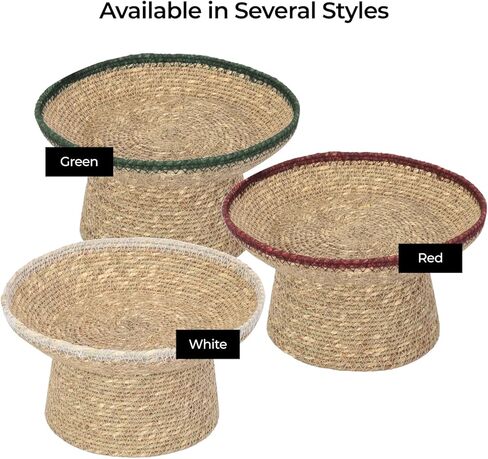 وعاء لاجينا المزخرف - وعاء مزخرف مصنوع يدويًا من عشب القمر - وعاء مفاتيح من الألياف الطبيعية، سلة فواكه، تخزين للمدخل، المطبخ وديكور المنزل البوهيمي - زخرفة كستنائية 7 بوصة in Kuwait