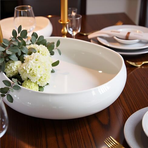 Decorative Bowl Free-Form Rim Glazed Ceramic Fruit Bowl for Kitchen Counter Ceramic Dining Room Table Centerpiecekey Bowl for Entryway Table|Dishwasher & Microwave Safe in Saudi Arabia