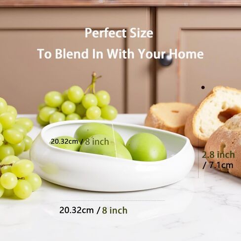 Decorative Bowl Free-Form Rim Glazed Ceramic Fruit Bowl for Kitchen Counter Ceramic Dining Room Table Centerpiecekey Bowl for Entryway Table|Dishwasher & Microwave Safe in Saudi Arabia