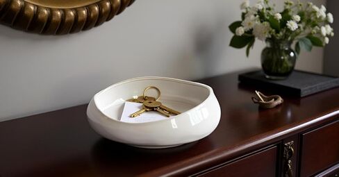 Decorative Bowl Free-Form Rim Glazed Ceramic Fruit Bowl for Kitchen Counter Ceramic Dining Room Table Centerpiecekey Bowl for Entryway Table|Dishwasher & Microwave Safe in Saudi Arabia