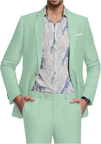 Men's Suit Tencel Linen Two Piece Slim Fit Summer Grooms Wedding Prom Dress Tuxedo Suits for Men Blazer Pants Set in Saudi Arabia