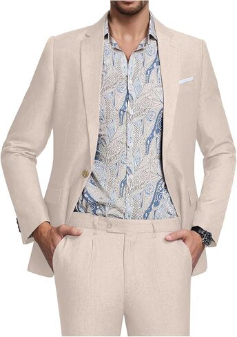Men's Suit Tencel Linen Two Piece Slim Fit Summer Grooms Wedding Prom Dress Tuxedo Suits for Men Blazer Pants Set in Saudi Arabia