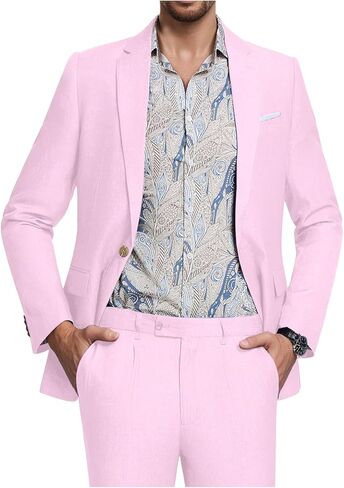 Men's Suit Tencel Linen Two Piece Slim Fit Summer Grooms Wedding Prom Dress Tuxedo Suits for Men Blazer Pants Set in Saudi Arabia