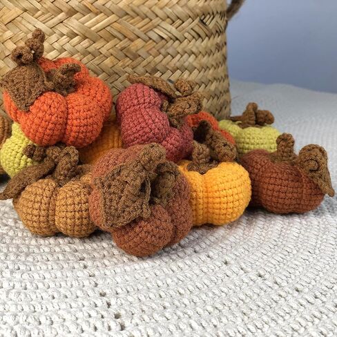 Crochet Mini Pumpkins Set of 6, Fall Decor, Thanksgiving Autumn Home Decoration, Handmade Farmhouse Decorative Cute Pumpkins, Gifts for Women Friend, Table Centerpiece Bowl Filler in Saudi Arabia