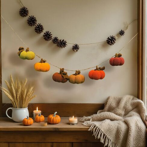 Crochet Mini Pumpkins Set of 6, Fall Decor, Thanksgiving Autumn Home Decoration, Handmade Farmhouse Decorative Cute Pumpkins, Gifts for Women Friend, Table Centerpiece Bowl Filler in Saudi Arabia