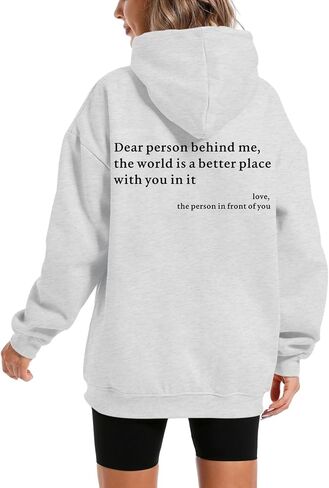 Dear Person Behind Me You Are Enough Hoodie for Women Teen Girls Oversized Aesthetic Graphic Sweatshirt Pullover Top in Kuwait