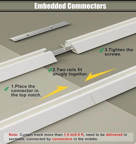 Ceiling Mount Curtain Rods - 18ft Track System for Room Dividers & Closets, White Adhesive Sliding Rails for Bedroom, Window, RV - Durable & Stylish Solution in Saudi Arabia