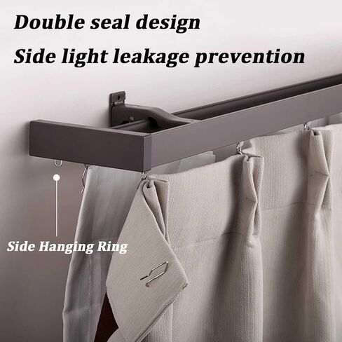 Dual Wall Mount Curtain Track System - 1.9m (6.2ft) Adjustable Brown Curtain Rods Set for Living Room & Bedroom Room Divider, Easy Installation & Seamless Design in Saudi Arabia