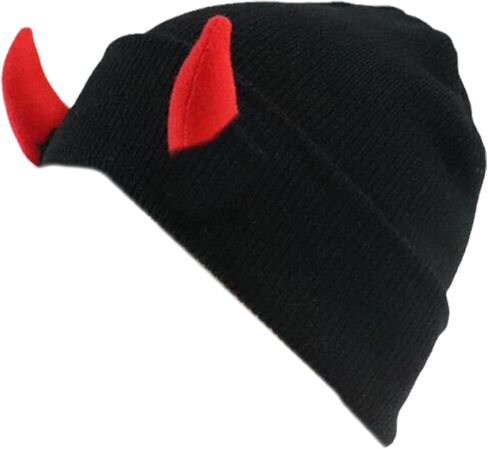 NUEAYMS Novelty Knitted Cap for Women Men Adult Beanies Hat Pullover Evil Horns Hat Unisex Halloween Hat Party Props in Saudi Arabia